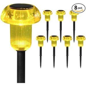 Gold Color Mushroom Outdoor Solar Garden Lights:Decor Light-Yellow Waterproof